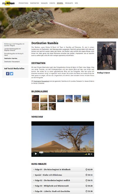 Bild Destination Namibia – 14 Folgen und 1 Special mit insgesamt rund 14 Stunden Laufzeit. [Foto: Nikon, Screenshot: MediaNord]