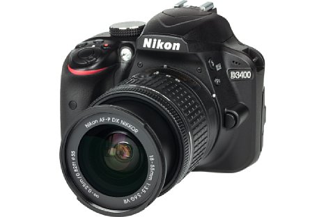 Bild Die Nikon D3400 ist eine kompakte und leichte Einsteiger-DSLR mit anständig verarbeitetem Kunststoffgehäuse. [Foto: MediaNord]