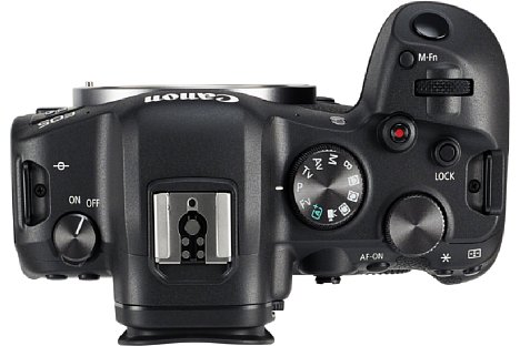 Bild Die Canon EOS R6 besitzt kein LC-Display auf der Kameraoberseite, zudem kommt ein Programmwählrad anstatt eines Modus-Knopfes zum Einsatz. [Foto: Canon]
