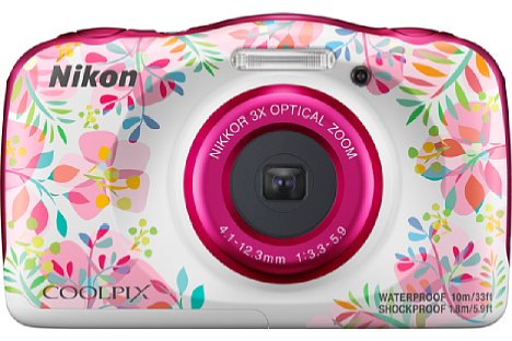 Bild Wer möchte, bekommt die Nikon Coolpix W150 aber auch in einer Version mit Blumen. [Foto: Nikon]