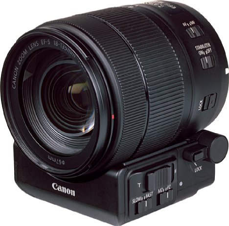 Bild Canon PZ-E1 (Powerzoomadapter) mit EF-S 18-135 mm STM. [Foto: MediaNord]