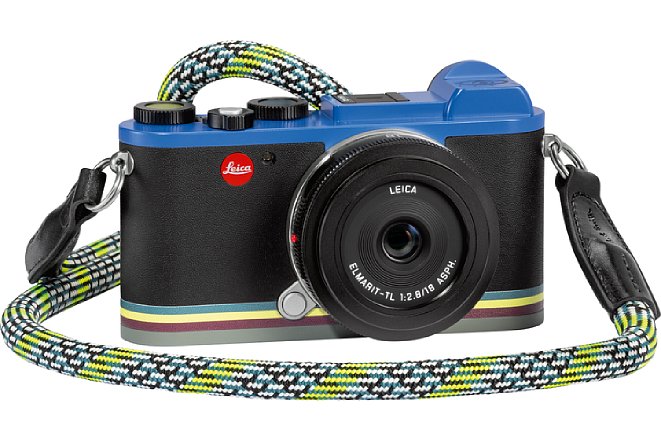Bild Zur knapp 4.000 Euro teuren Leica CL Edition Paul Smith gehört neben dem Elmarit-TL 18 f/2,8 Asph ein Neon Rope Strap. [Foto: Leica]