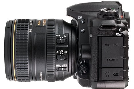 Bild Auf der linken Gehäuseseite ist die Nikon D7500 nicht nur mit zahlreichen Bedienelementen, sondern auch mit vielen Schnittstellen ausgestattet. [Foto: MediaNord]