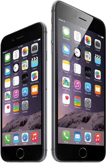 Bild Apple iPhone 6 und 6 Plus im Größenvergleich. [Foto: Apple]
