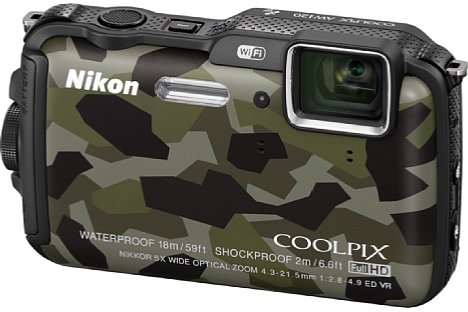 Bild In Feindgebieten oder bei der Jagt tarnt es sich mit der Nikon Coolpix AW120 in Camouflage besonders gut. [Foto: Nikon]