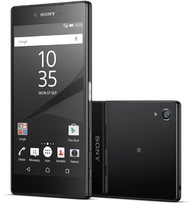 Bild Sony Xperia Z5 Premium in Schwar mit hochglänzender Rückseite. Dort sitzt das neue 23-Megapixel-Kameramodul. [Foto: Sony]