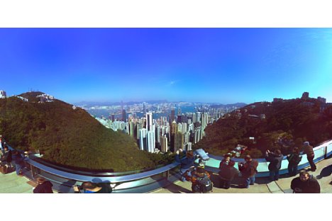 Bild Panorama von Hongkong, aufgenommen mit einem Prototypen der Panono Panoramic Ball Camera. [Foto: Panono]