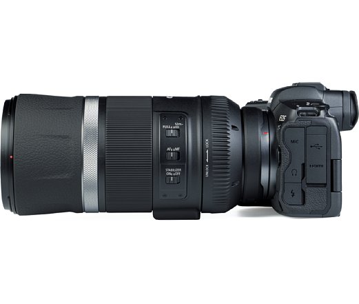 Bild An der Seite bietet das Canon RF 600 mm F11 IS STM drei Schalter, um den Fokus und Bildstabilisator zu kontrollieren. [Foto: MediaNord]