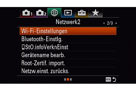 Bild WiFi-Einstellungen an einer Sony Alpha 7 III Menü Netzwerk. [Foto: MediaNord]