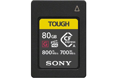 Bild Die Speicherkarte Sony CEA-G80T CFexpress Typ A bietet nicht nur hohe Datentransferraten, sondern auch eine hohe Wärmeableitfähigkeit und eine große Robustheit nach IP57. [Foto: Sony]