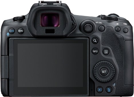 Bild Der elektronische Sucher der Canon EOS R5 löst 5,76 Millionen Bildpunkte bei einer flüssigen Bildwiederholrate von 120 fps auf. Der dreh- und schwenkbare Touchscreen bringt es auf 2,1 Millionen Bildpunkte. [Foto: Canon]