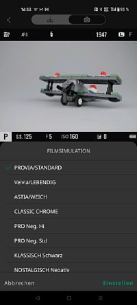 Bild Fujifilm XApp – Fernsteuerung: Filmsimulation. [Foto: MediaNord]