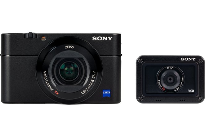 Bild Der Größenvergleich der Sony DSC-RX100 V (links) mit der DSC-RX0 macht deutlich wie klein die RX0 ist. [Foto: MediaNord]
