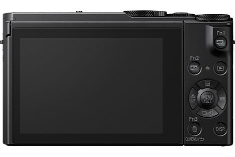 Bild Auf der Rückseite besitzt die Panasonic Lumix DMC-LX15 einen 7,5 Zentimeter großen Touchscreen, der sich nach oben und unten klappen lässt. [Foto: Panasonic]