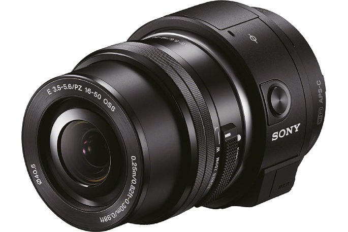 Bild Die Sony QX1 ist die erste Smart-Kamera mit Wechselobjektiven. Um das Sucherbild zu sehen, benötigt man ein WLAN-fähiges Smartphone oder Tablet mit der Play Memories Mobile App oder eine passende Fernsteuerung. [Foto: Sony]