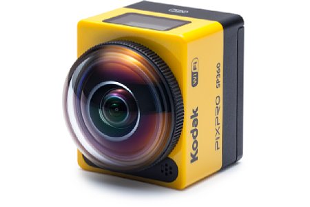 Genau drei Bedienelemente hat die Kodak Pixpro SP360: Ein/Aus-Taste und Modus-Wähler und Menü-Taste (beide gleichzeitig Pfeil-Tasten zur Menü-Bedienung) sowie Auslöser. [Foto: Kodak]