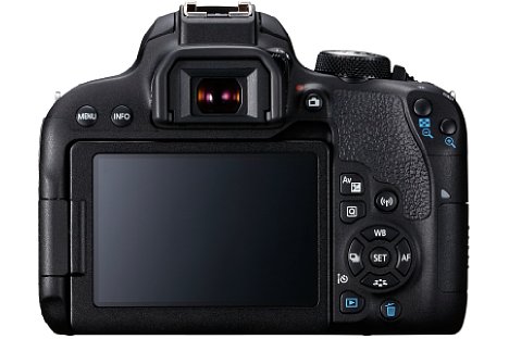 Bild Die Canon EOS 800D bietet im Gegensatz zur 77D kein Daumenrad auf der Kamerarückseite. [Foto: Canon]
