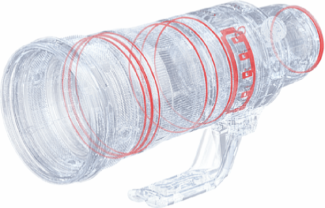 Bild Das Canon RF 100-300 mm F2.8 L IS USM ist mit zahlreichen Dichtungen zum Spritzwasser- und Staubschutz versehen. [Foto: Canon]