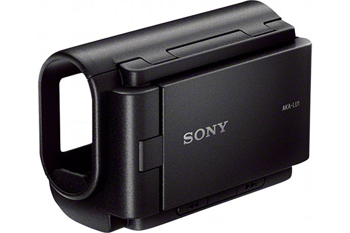 Bild Der Sony AKA-LU1 Handgriff mit LC-Display ist eigentlich für die Vorgängermodelle der HDR-AS100V entwickelt, funktioniert aber auch mit letzterer. [Foto: Sony]