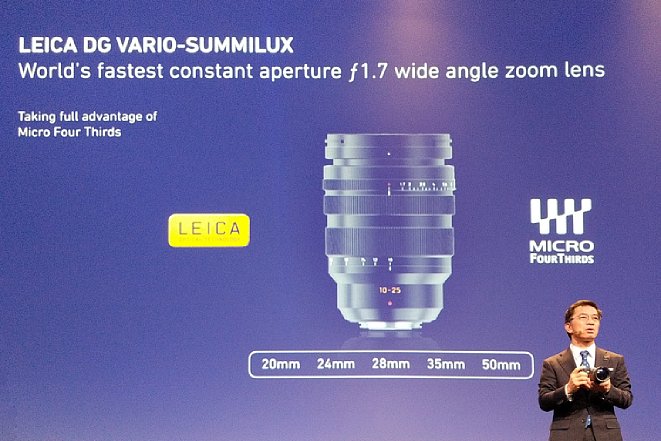 Bild Vorstellung des Panasonic Leica 10-25 mm F1,7 Micro Four Thirds Objektiv im Rahmen der Pressekonferenz auf der Photokina 2018. [Foto: MediaNord]
