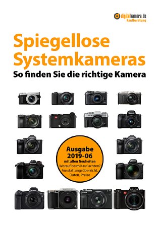 Bild digitalkamera.de-Kaufberatung Spiegellose Systemkameras 2019-06. Die neue Ausgabe wurde durchgesehen und erweitert und enthält alle Neuheiten bis Juni 2019. Insgesamt sind derzeit 66 verschiedene spiegellose Systemkameras erhältlich. [Foto: MediaNord]