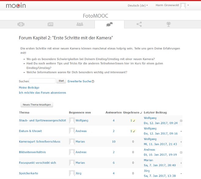 Bild Im Forum des FotoMOOC können sich die Teilnehmer austauschen, Fragen stellen oder sich über die MOOC-Inhalte unterhalten. [Foto: Medianord]