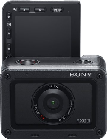 Bild Sony DSC-RX0 II mit Monitor in Selfie-Stellung. [Foto: Sony]