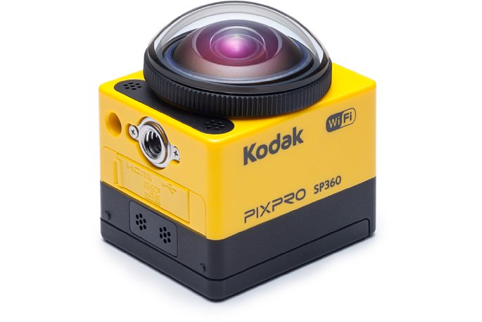 Bild Die Kodak Pixpro SP360 mit ihrer auffälligen Objektiv-Kuppel. Unter der Schutzabdeckung steckt ein Objektiv mit spektakulärem 214-Grad-Bildwinkel. [Foto: Kodak]