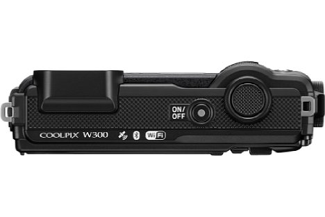 Bild Nikon Coolpix W300 Oberseite mit Ein/Aus-Schalter und Auslöser. [Foto: Nikon]