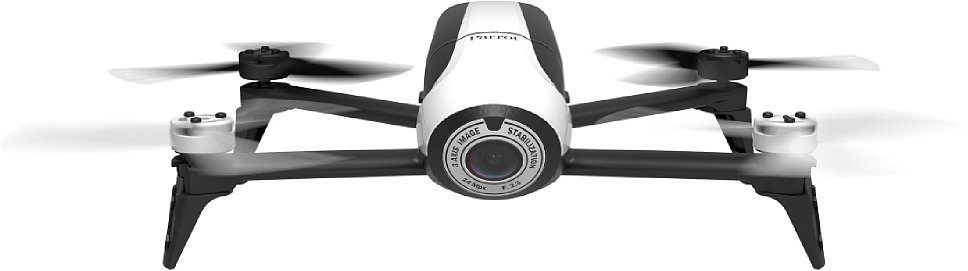 Bild So schlank, so schick: Die 500 Gramm leichte fliegende Actioncam Parrot Bebop 2 sieht filigran aus, ist tatsächlich aber sehr stabil. [Foto: Parrot]