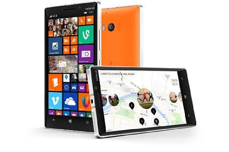 Bild Das Nokia Lumia 930 mit Windows Phone 8.1 ist das aktuelle Flaggschiff von Microsoft. Es besitzt eine 20-Megapixel-Kamera mit Bildstabilisator, kann Rohdaten-DNG-Dateien speichern und 4K-Video ruckelfrei aufnehmen. [Foto: Nokia]